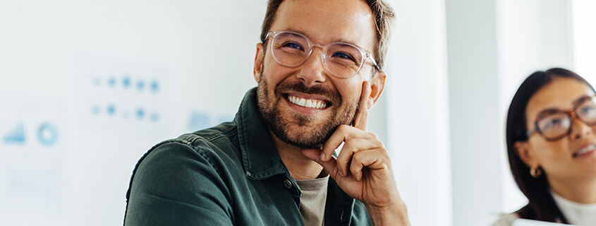 Choose clear eyeglass frames for a modern, minimalistic look Choose clear eyeglass frames for a modern, minimalistic look