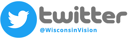 Twitter logo with Wisconsin Vision handle